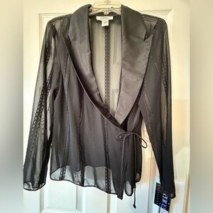 Patra Black Sheer Evening Jacket Kimono size 14